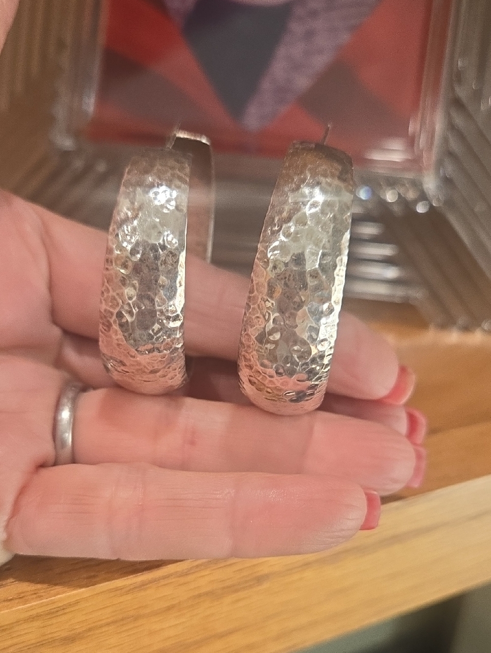 Hammered Sterling Silver Hoop Earrings - Women's Fashion Jewelry